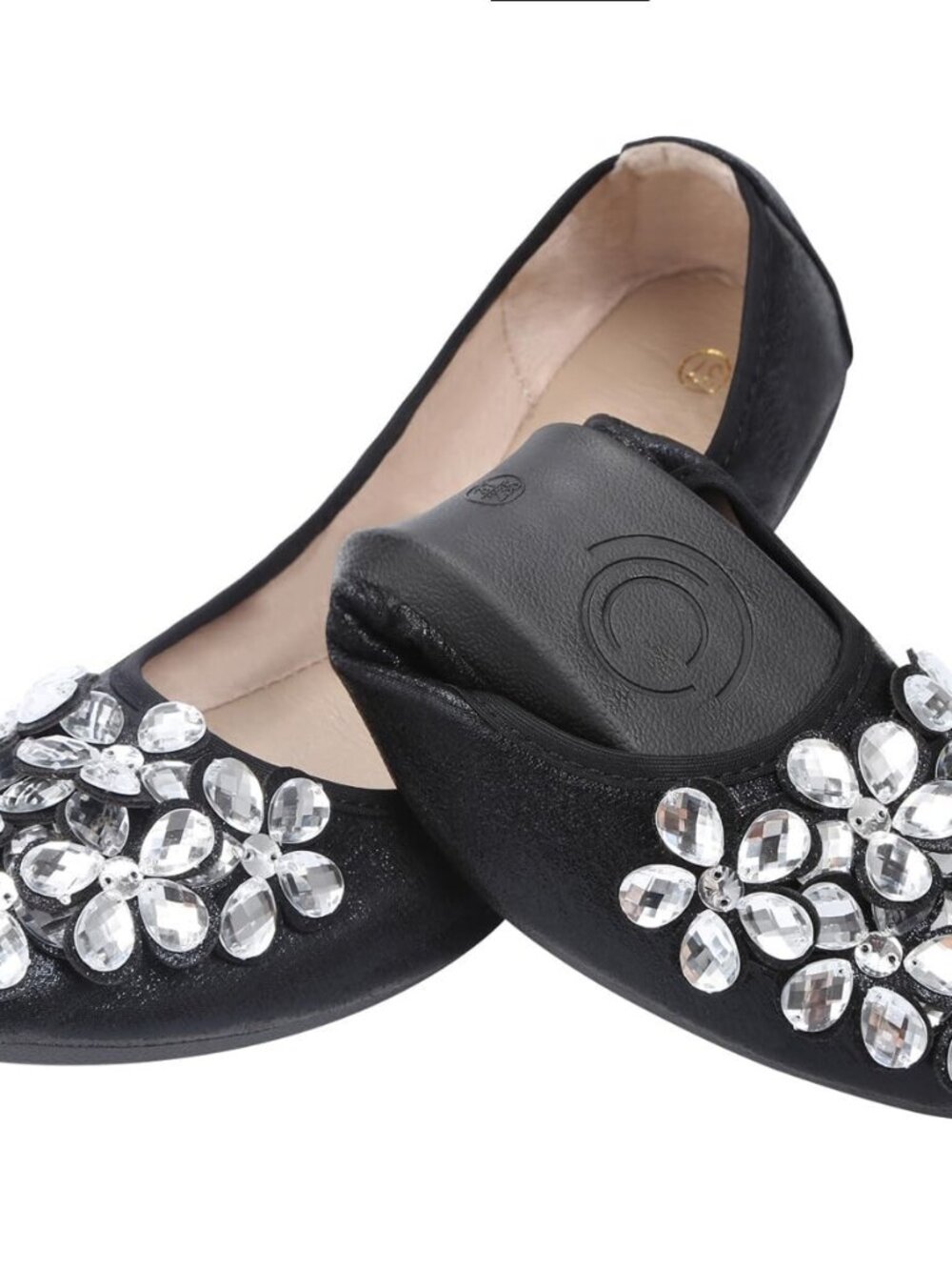 Women Ballet Flats Rhinestone Wedding Ballerina Shoes Foldable Sparkly Comfort